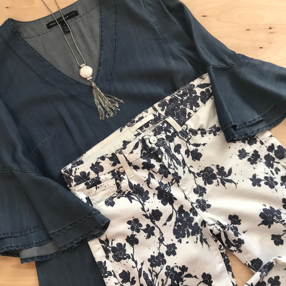 7 FAM Floral Skinny Jean